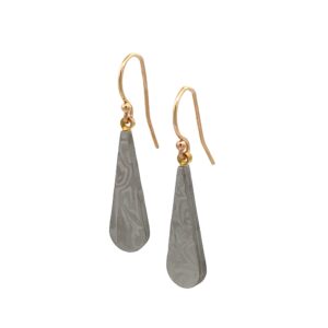 Damascus Dangle Earrings with Gold, Teardrop
