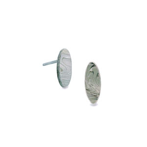 Damascus Stud Earrings Oval