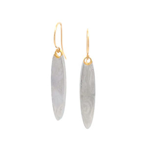Damascus Dangle Earrings with Gold, Large Oval