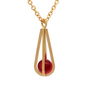 Ruby Sphere Gold Teardrop Pendant