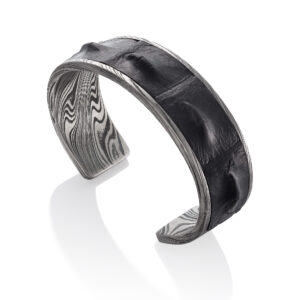 Damascus Cuff with Inlay - Crocodile