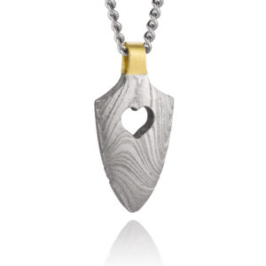 Small Yanone Pendant with Gold Bail, Pierced Heart