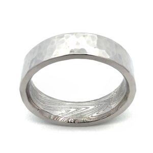 Inside Etch Damascus Ring - Hammered