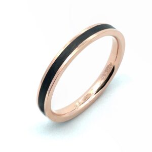 Carbon Fiber Stacking Ring - 14K Red Gold