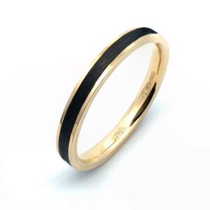 Carbon Fiber Stacking Ring - 18K Yellow Gold